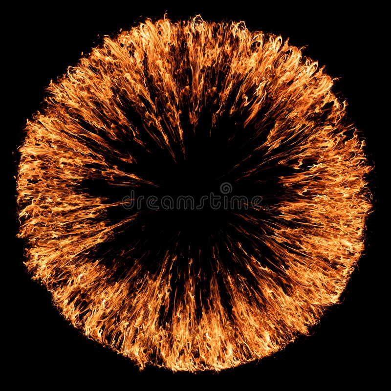 Fire flames on ring. Round frame with burning and sparks. Circular border with glow flame effect. Fire gun blast effects. Shooting concept. Fire for pupil overlay. Fire in eyes concept. Plasma blast stock images, royalty-free photos and pictures