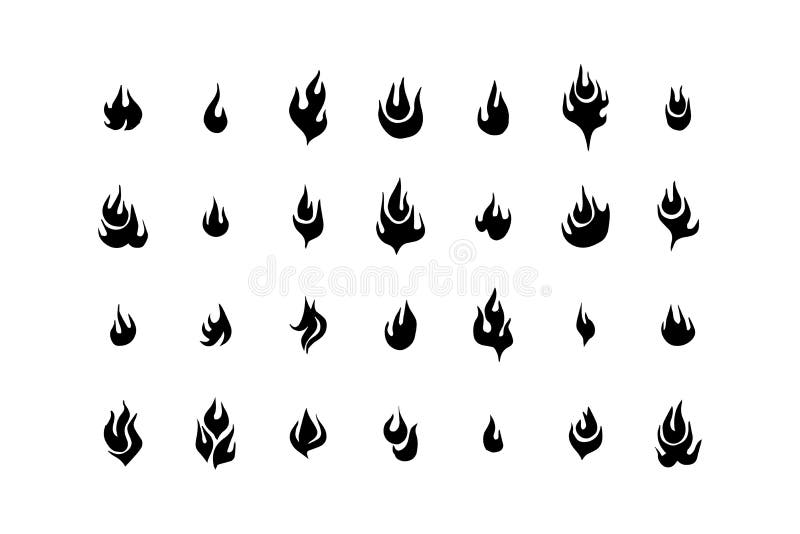 Fire flames, set vector icons illustration on white background stock illustration Fire flames, set vector icons illustration on white background stock illustration