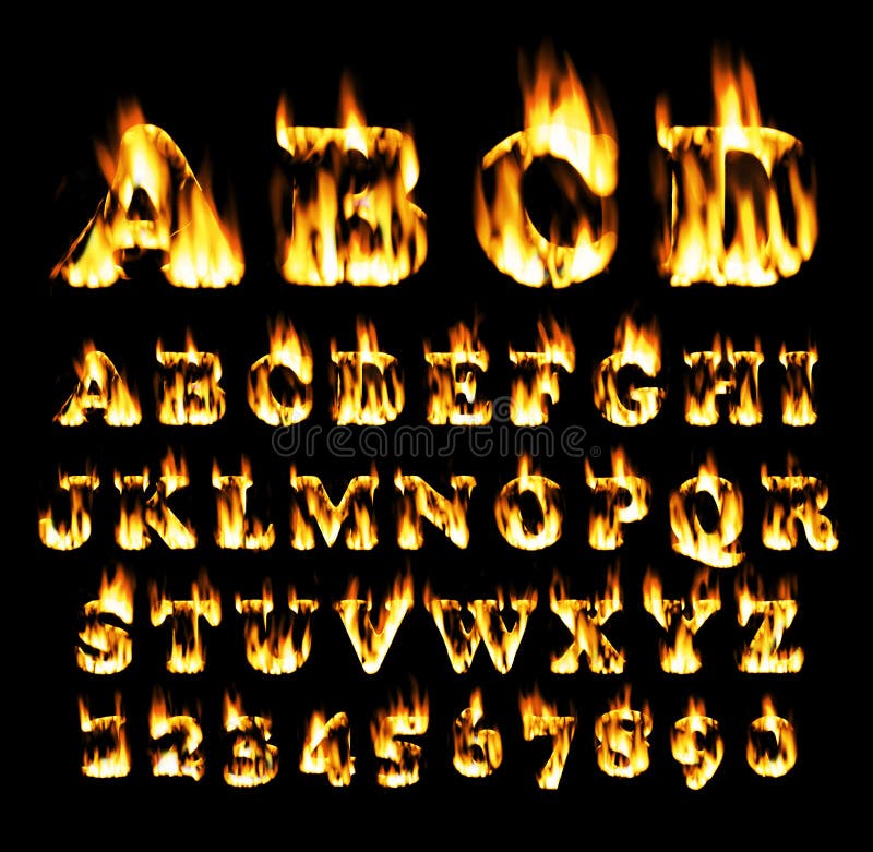 Fire Font, Alphabet Of Flame. Stock Illustration ...