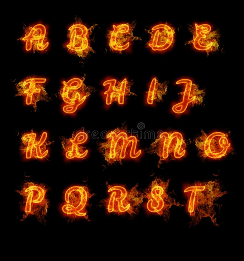 Fire font collection stock illustration. Illustration of halloween ...