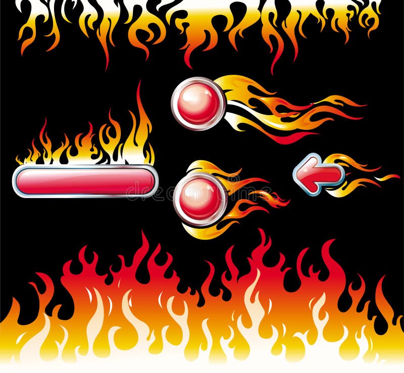 Fire Graphic Elements And Buttons Stock Vector Illustration Of