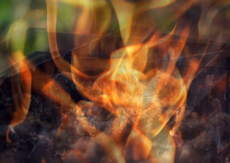 The fire in the grill stock photo. Image of wood, heat - 84538950