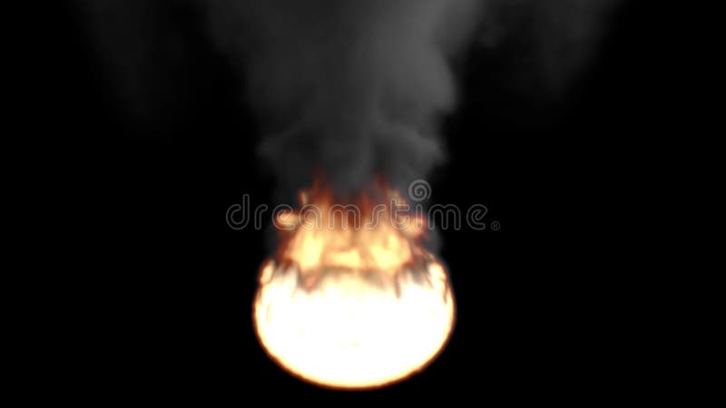 Fire that grows and decrease with Big Flame and Smoke in center view. On a Black Background. Decrease video