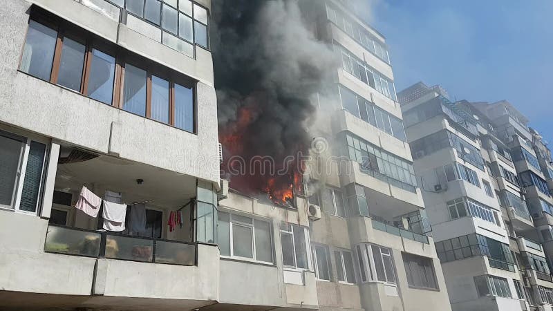 Fire in habitable building. Nature global warming.