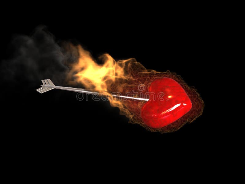 Fire heart arrow stock illustration