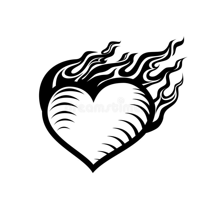 Fire heart, burning heart, love and flame. Logo, sign, symbol