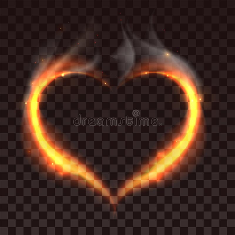 Fire heart on dark transparent background royalty free illustration
