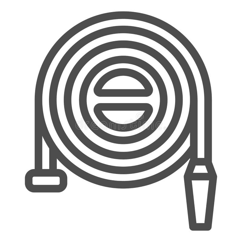 Fire Hose Reel Thin Line Icon. Fire Station Sleeve Outline Style