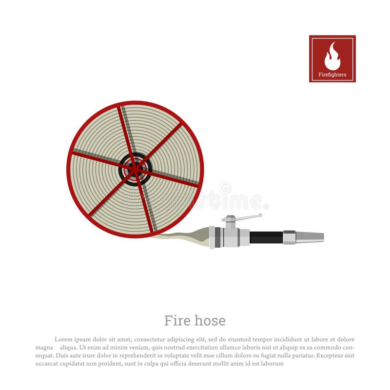 Fire hose on a white background. Firefighter equipment in realistic style