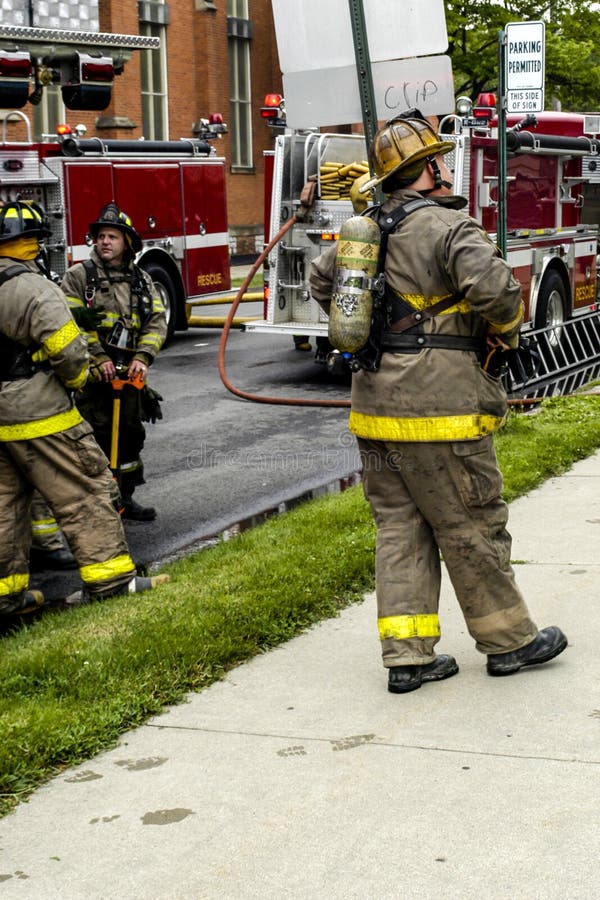 Firemen at a House Fire in Toledo, Ohio Editorial Photography Image