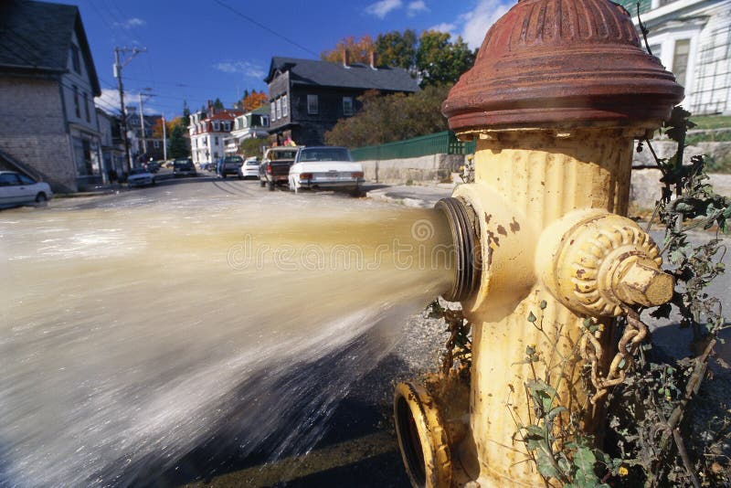 Fire hydrant shooting water