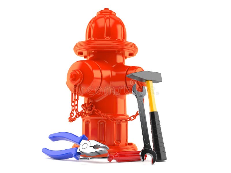 Fire Hydrant with Work Tools Stock Illustration Illustration of