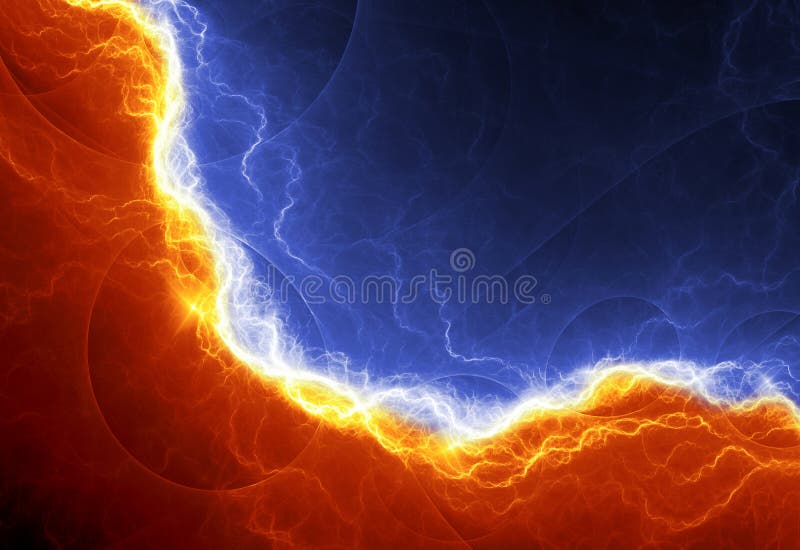 Fire and ice abstract fractal lightning vector illustration