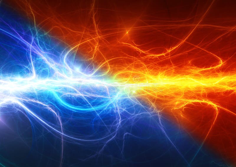 Fire And Ice Abstract Lightning Background Stock 