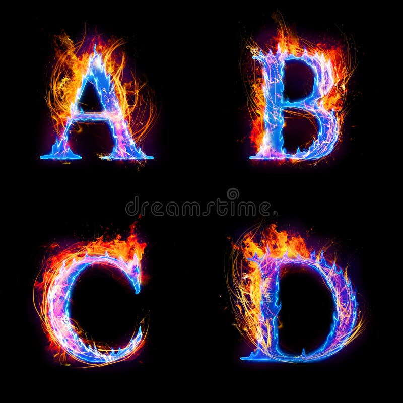 Fire And Ice Text,capital Letter, A To D Alphabet Stock Illustration ...