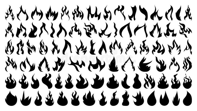Fire icon vector set. Fire flame symbol. Flame icon collection. Black fire flames
