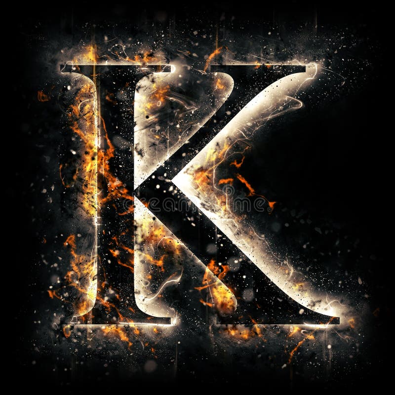 letter k logo in fire