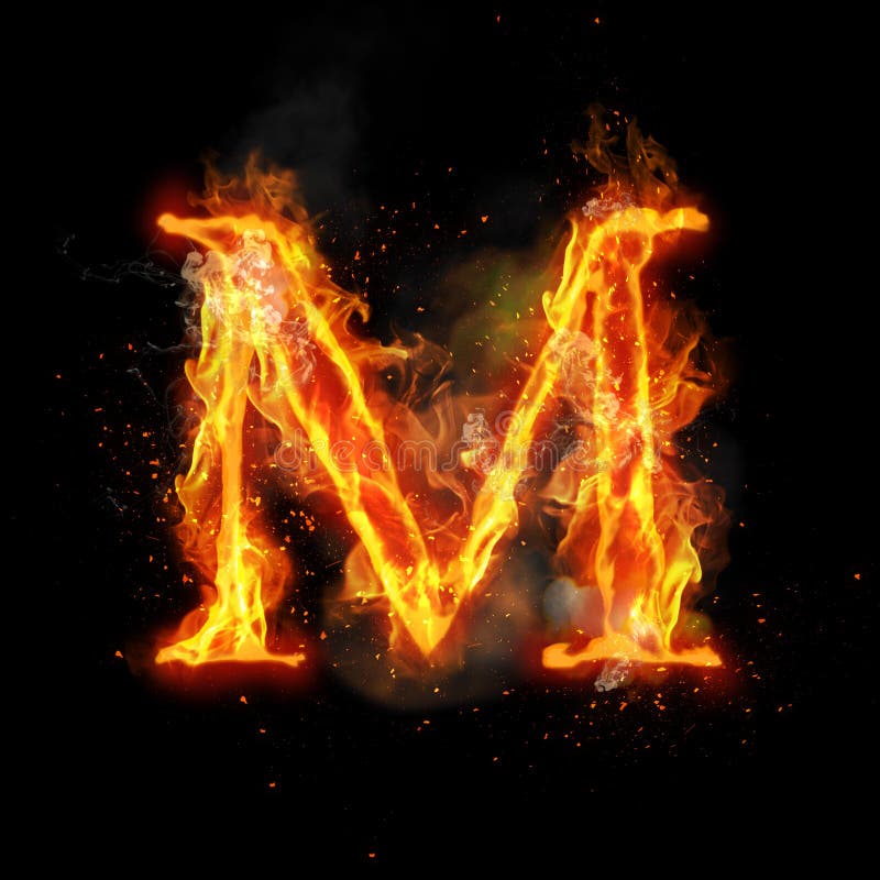 Fire Letter M Of Burning Flame Light Stock Illustration Illustration Of Isolated Blaze