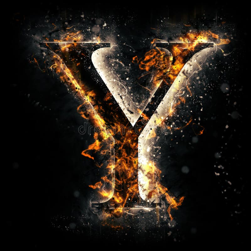 Fire letter Y stock illustration. Illustration of light - 50682313