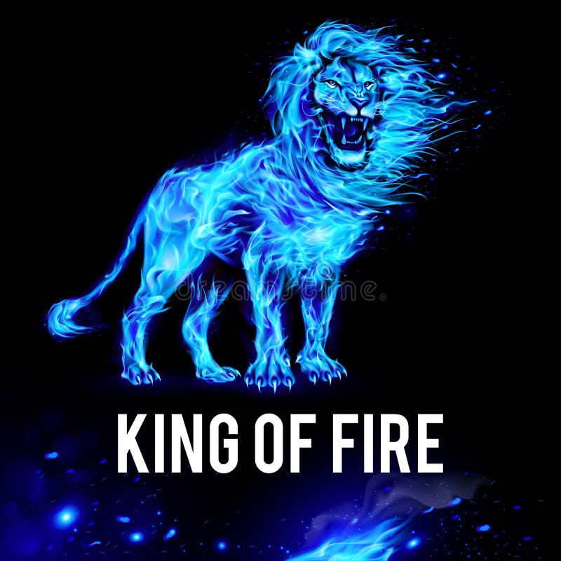 Lion in Flames stock illustration. Illustration of king - 193975345