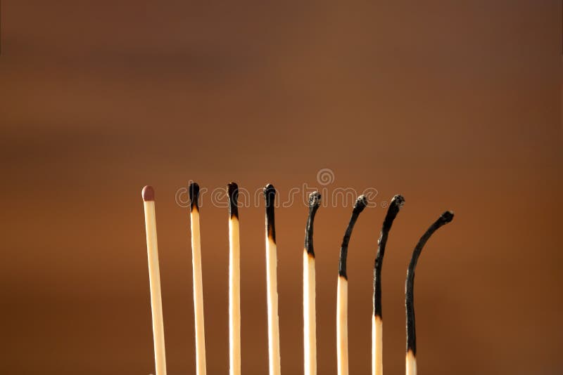 Burned Out Concept Represented with Fire Matches Stock Image Image of