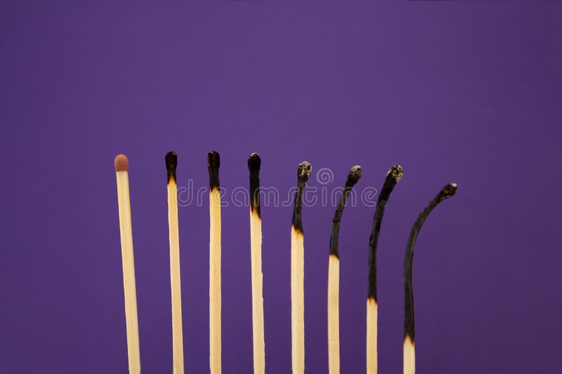 Burned Out Concept Represented with Fire Matches Stock Image Image of