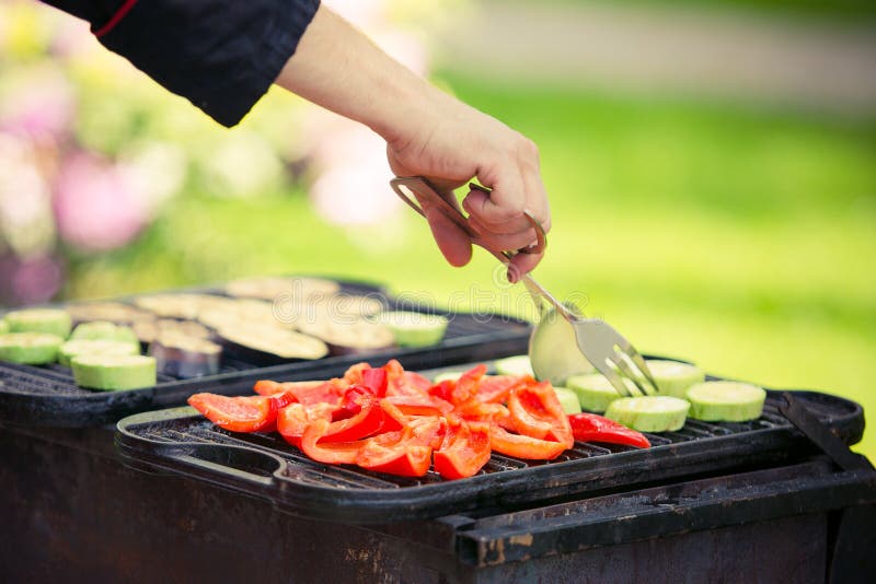 Fire on an outdoor summer BBQ or picnic