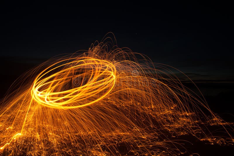 Fire Poi / Spinning Steel Wool Stock Photo Image of ball, glass