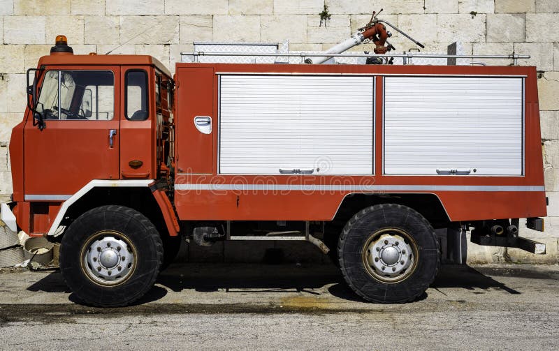 Fire rescue vehicle. Big red rescue car of Italy. royalty free stock images