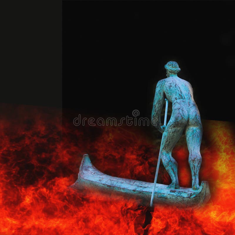 Fire River Styx and Charon ferryman of souls in the world of the