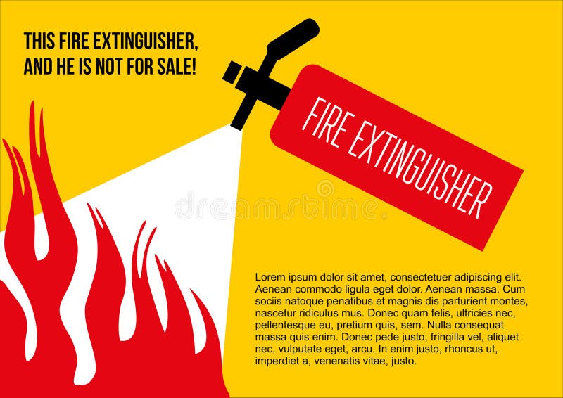 Fire safety poster. eliminate fire extinguisher. stock illustration