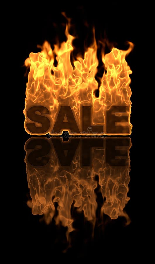 Red Sale 30 On Fire Flame Explosion, Black Background Stock