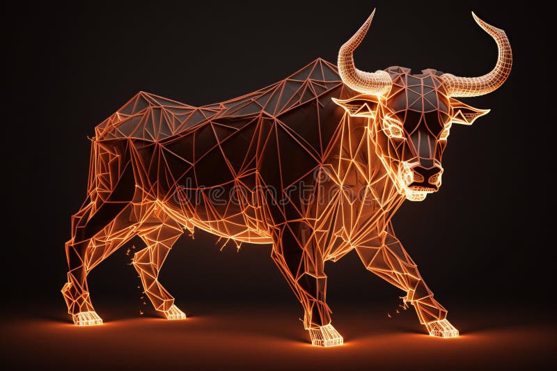 Fire Sculpture of a Bull, Bullish in Stock Market and Crypto Currency ...