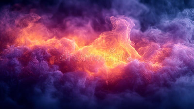 Fire and Smoke Abstract in Neon Colors Generative AI royalty free illustration