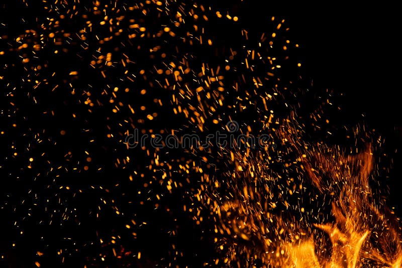 Fire Sparks with Flames on Black Background Stock Photo  Image of design  embers 127616106