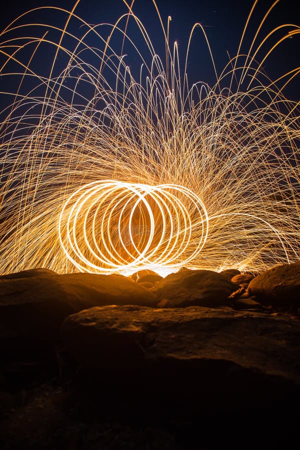 Fire Spinning from Steel Wool Stock Photo Image of abstract, fire