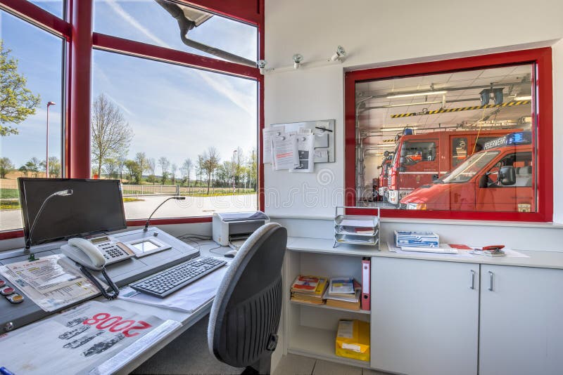 Fire Station Call Center And Fire Truck Garage Editorial Image