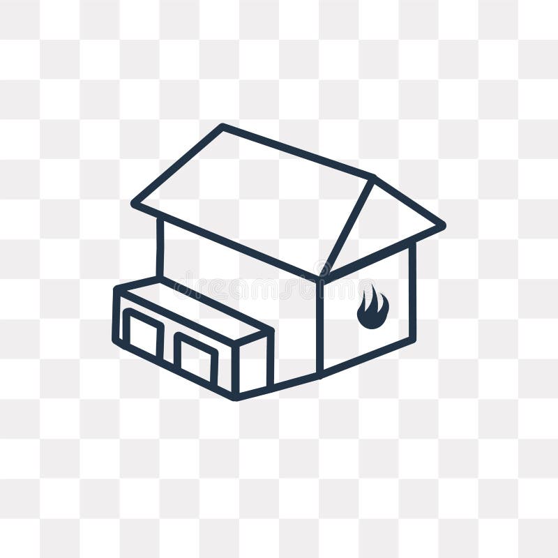 Fire Station vector icon isolated on transparent background, lin royalty free illustration