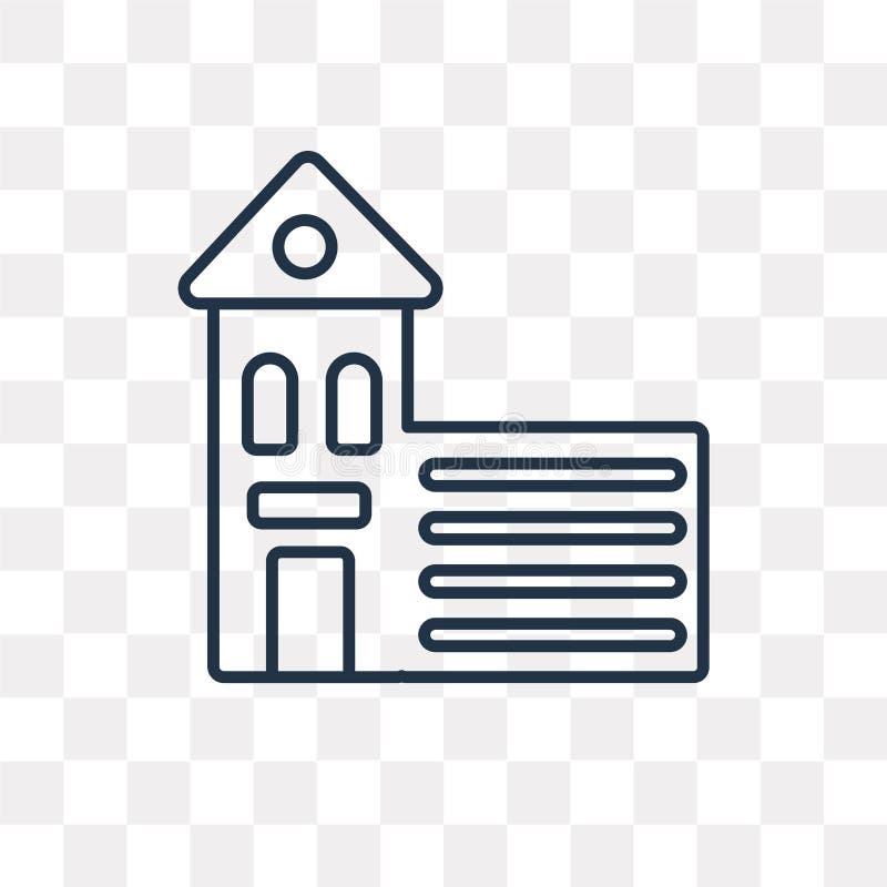 Fire station vector icon isolated on transparent background, lin royalty free illustration