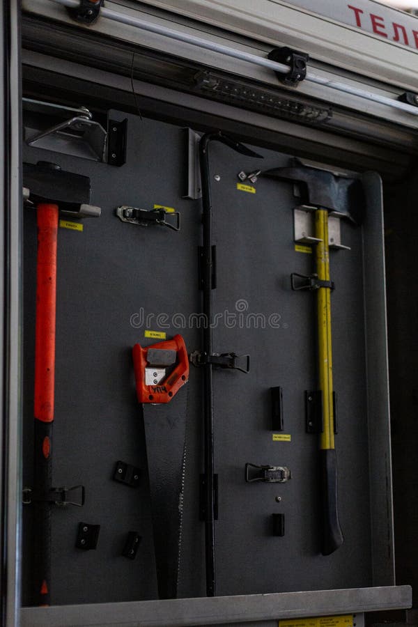 Fire Tools Mounted on a Fire Truck Stock Image Image of rescue, metal