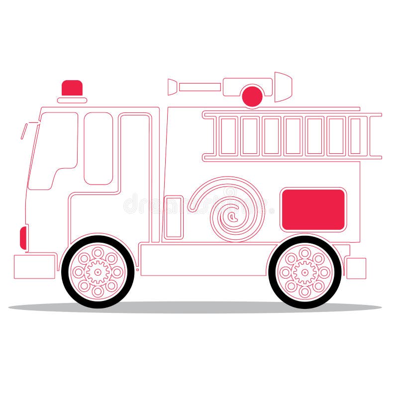 Fire Truck Isolated on White Background Stock Vector - Illustration of