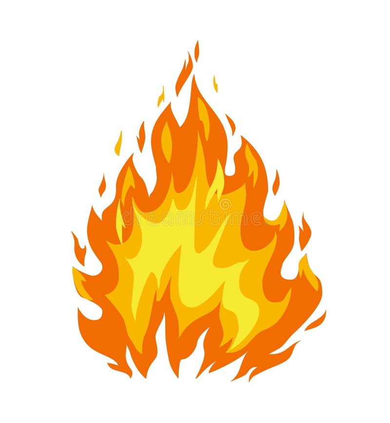 Cartoon Fire Flames Set and Line. Vector Stock Vector