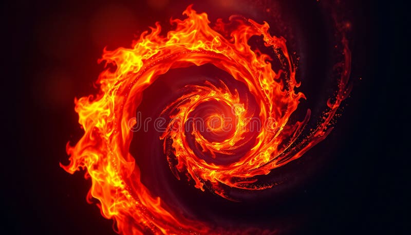 Fire Vortex Spiral, Abstract Flame and Dynamic Energy Generative AI royalty free illustration