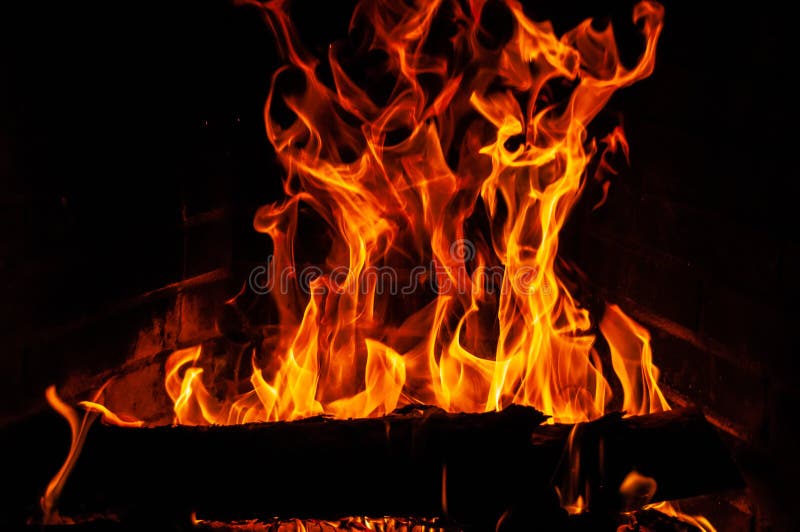 Fire Wallpaper with Black Background Fireplace Stock Photo Image of