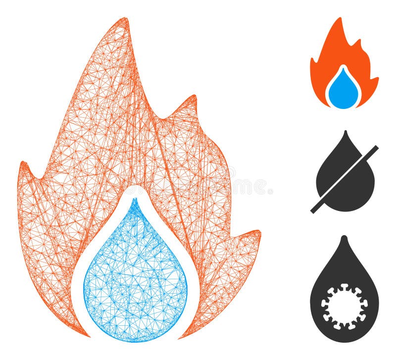 Fire and Water Drop Polygonal Web Vector Mesh Illustration vector illustration