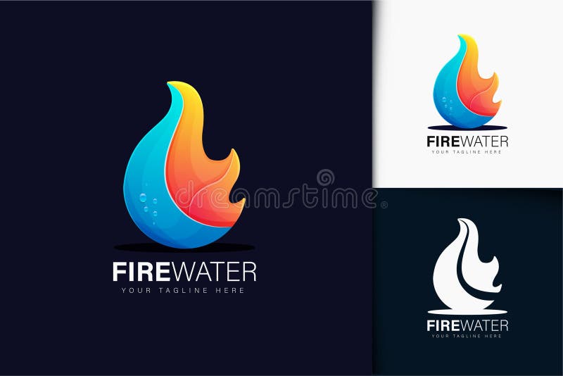 Fire and Water Logo with Gradient Stock Vector Illustration of