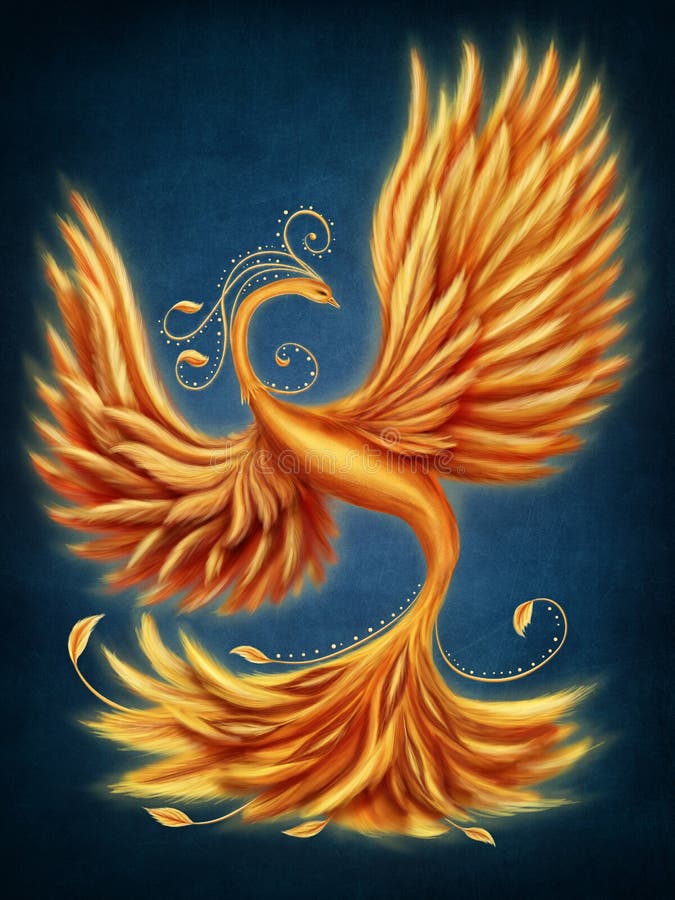 Magic firebird on a blue background. Magic firebird on a blue background