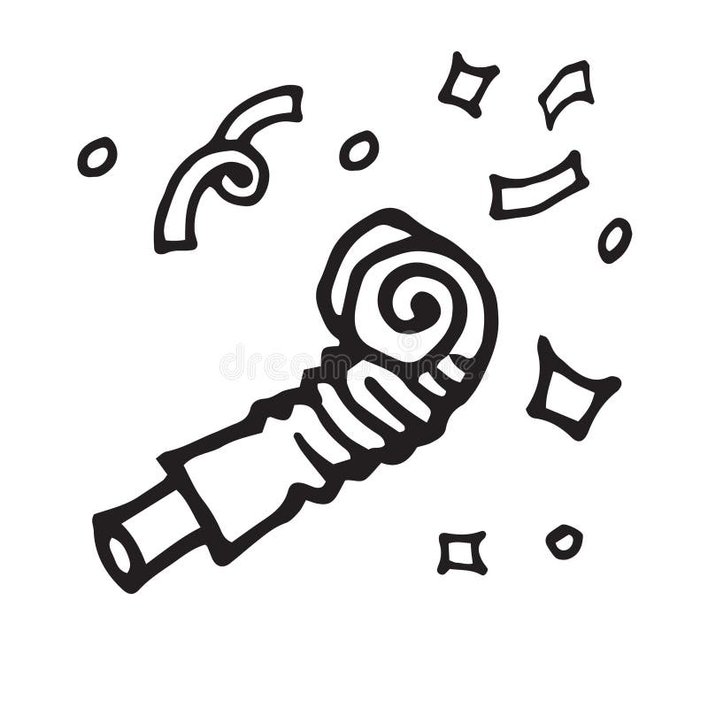 Firecracker, confetti linear illustration, icon on white vector illustration