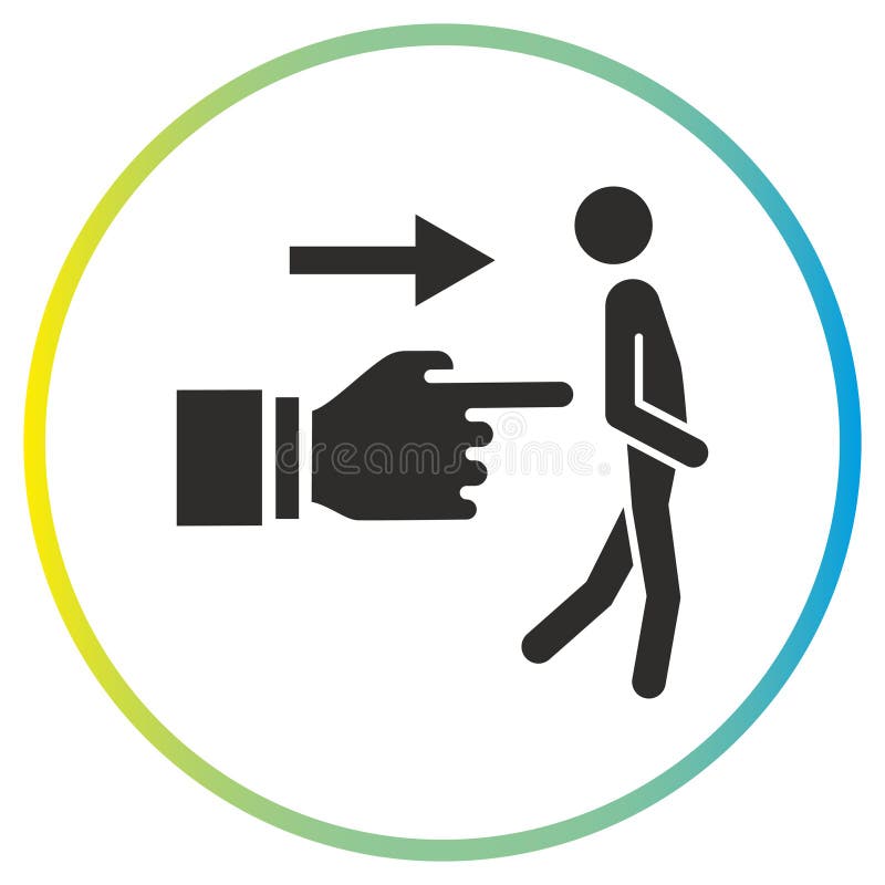 fired employee gesture icon, expel a person, pushing man for exit