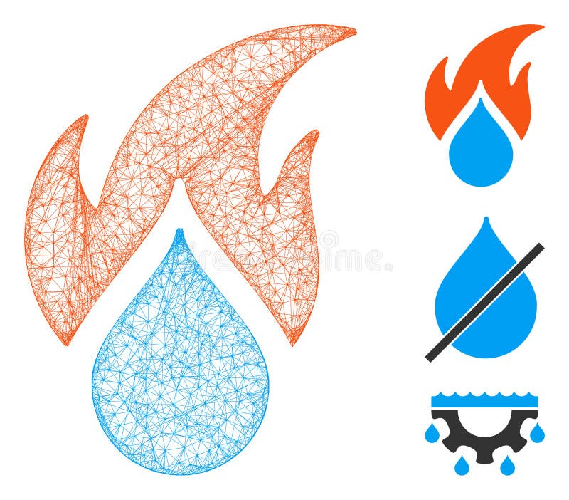Fired Water Drop Polygonal Web Vector Mesh Illustration vector illustration